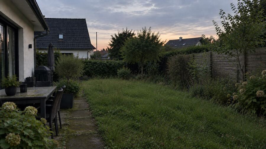 Garten in Hannover am Abend, vor der Beleuchtungsplanung